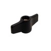 Glass-Filled Nylon Wing Nut, Black, Right Hand Threads, Tapped Through,