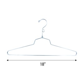 SSWBasics 18" Chrome Metal Shirt Hangers - Case of 100 - Space Saving, Sturdy, Modern, Silver, Hook, Metal, 18" x 8.5"