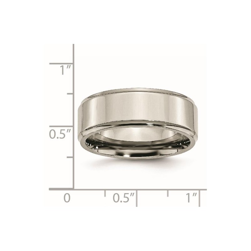 Auriga Fine Jewelry Titanium Polished 8mm Ridged Edge Band Ring
