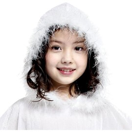 Limspace Halloween Cosplay Costume, Children's Costume, Ghost, Ghost, Transformation Cape, Poncho Cape, Hooded, Girl, Cute, Theater, Stage, School Festival (M)