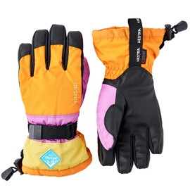 Hestra Gauntlet CZone Junior Glove (Youth 4-14yrs) | Waterproof, Insulated Kids Gloves for Winter, Skiing, Snowboarding - Orange Multi - 7