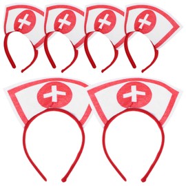LALAFINA Pack of 6 Nurse Hat Halloween Nurse Hat Costume Headband Accessories with Red Cross Headband Headdress Cosplay Headband
