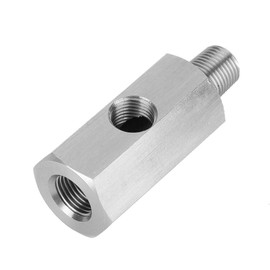 EVGATSAUTO Oil Pressure Sensor Adapter,Stainless Steel M10 Oil Pressure Sensor Tee to NPT Adapter Turbo Supply Silver