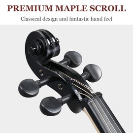 Ktaxon Ktaxon 4/4 Violin Beginner Violin, Full Size Acoustic Violin with Portable Case, Finger Guide Sticker, Polishing Cloth,Mute, Extra Set Violin String, Shoulder Rest, Rosin, Bow, Bridge (Black)