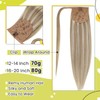 RUNATURE Ash Brown Human Hair Ponytail Extension 14 Inch Straight