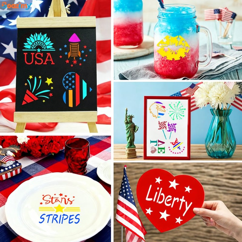 66 Pack Patriotic Stencils, 250 4th of July Stencils for