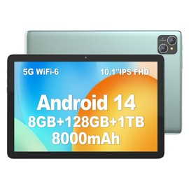 PUTTECH Android 14 Tablet 10.1 inch Tablets, 128GB+8(4+4 Expand) GB 1TB Expand, 8000mAh Battery, Octa-Core Processor, 5G Wi-Fi 6, 2+8MP Dual Camera, Bluetooth, 1280 x 800 FHD IPS Tablet PC