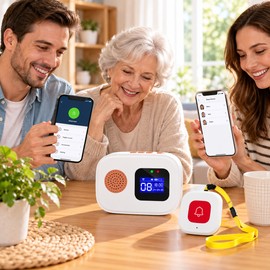 WiFi Caregiver Pager System for Home Care – Wireless Call Buttons with App Alerts for Seniors and Family Caregivers