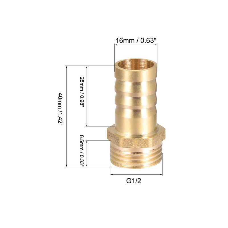 sourcing map Pack of 5 Brass Hose Connector Hose Connector