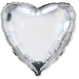 Flexmetal Soild Colours Heart Shape Foil Balloons 18" and 36"- Suitable for Air or Helium Perfect Birthday Christmas Party Decoration (Silver, 32 inch)