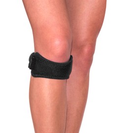 EVOLUXO Knee Support Patella Tendon Bandage with Sewn-in Gel Cushion and Adjustable Velcro Strap Black (Pack of 1)