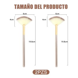 ANEBAKE 2pz Brocha Abanico Champagne Ideal Mascarillas Y Limpiadores