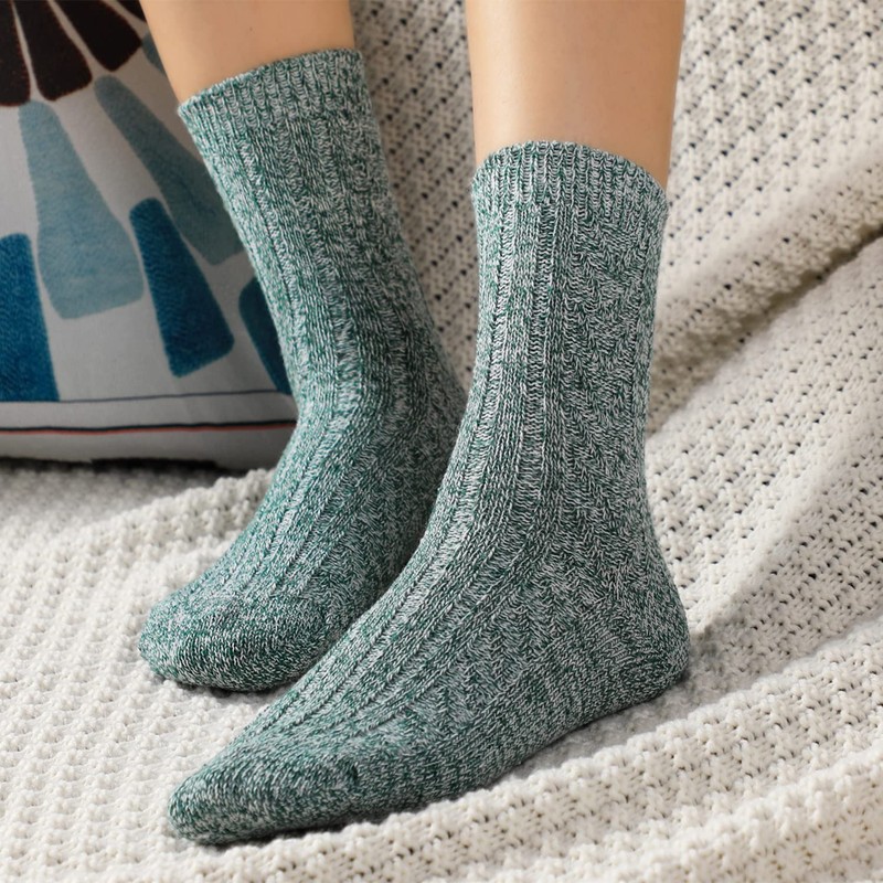 5 Pack Wool Socks for Women - Winter Warm Wool