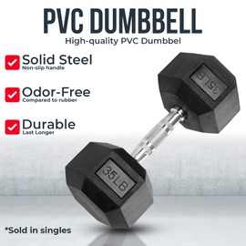 Iron Crush Hex Dumbbells - PVC Coated Weights, Chrome-Plated Knurled Handles, Fixed Hexagon Dumbbell - Workout, Exercise, Body Building Home Gym Training Gear - 3 Lb to 50Lb - Sold in Singles