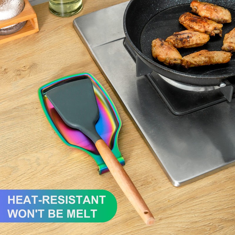 BETTWILL Rainbow Spoon Rest for Stove up, Stainless Steel Spoon