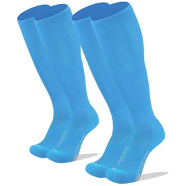 Youper Youth Baseball & Softball Socks Over The Calf Length (Columbia Blue/Grey - 2 Pairs, Medium)