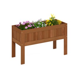 Furinno TIOMAN Planter Box, Outdoor Elevated Standing Planter Box, Raised Garden Bed with Legs, Outdoor, Indoor, Garden, Patio, Balcony, Natural