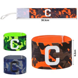 wangjiangda Captain's Armband Football Rainbow Pack of 3 Blue + Green + Orange Elastic Captain Bracelet Velcro Adjustable for Youth Adults and Senior / Junior Football Game Guide, 35 x 7 cm