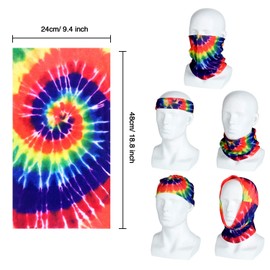 Frienda Hippie Costume Set, Hippie Sunglasses, Peace Sign Necklace and Tie Dye Headband for 60s 70s Accessories(Rainbow)