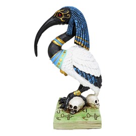 Ebros Gift Egyptian God Ibis Headed Thoth White Flamingo Standing On Skull Dramatic Statue 7.75" Tall Deity Patron of Magic Technology Knowledge and Riddles Gods of Egypt