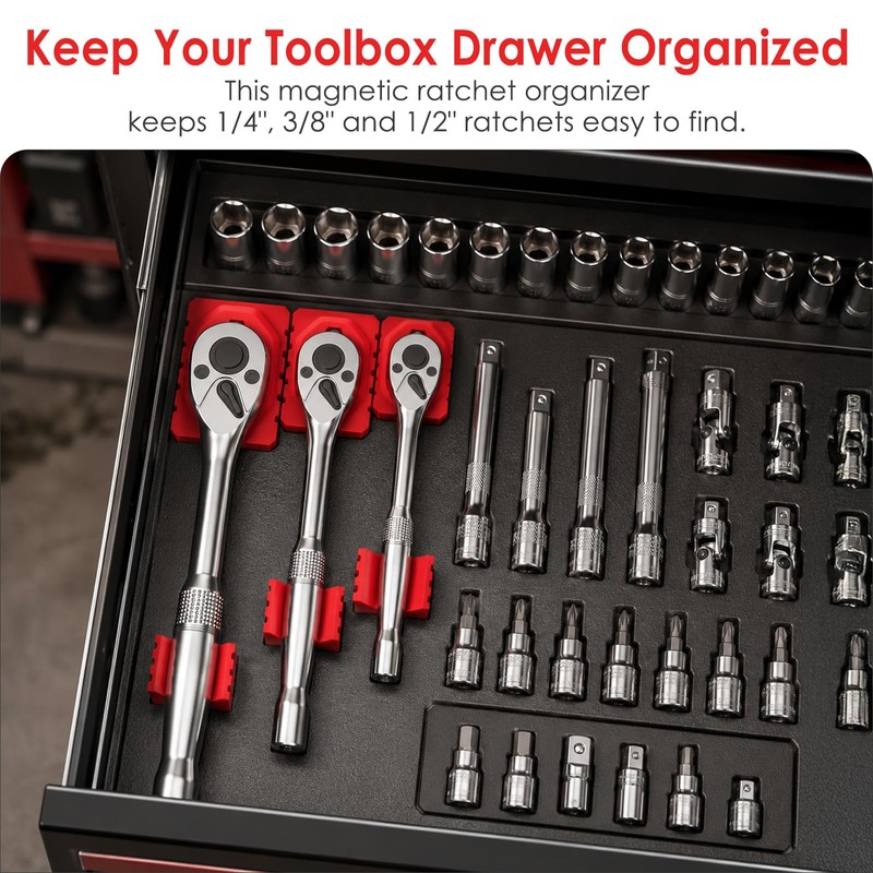 Ratchet Organizer Kit, 3 Pack 1/4" 3/8" 1/2" with 9