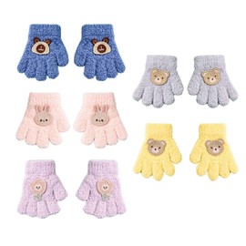 WUFGWBD 5 Pairs Of Cartoon Children'S Gloves, Cute Plush Gloves, Children'S Warm Gloves, Cycling Gloves, Winter Cold Protection Products