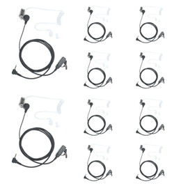 Klykon Walkie Talkie Earpiece with Mic PTT 1 Pin 2.5mm Headset Compatible with Motorola Talkabout T200 MR350R MH230R T460 Two Way Radio Covert Acoustic Tube 10 Pack