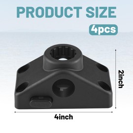 Maasechs 4 Pack Locking Side Deck Mounting Bracket Boat Fishing Rod Holder Mounting Bracket Kayak Fishing Rod Pole Holder Compatible with Post Mount Holders