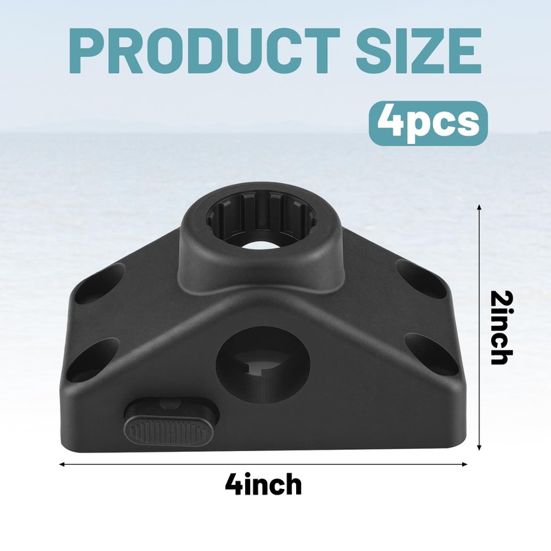 Maasechs 4 Pack Locking Side Deck Mounting Bracket Boat Fishing