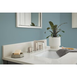 Peerless Ezra Widespread Bathroom Faucet 3 Hole, Brushed Nickel Bathroom Faucet, Bathroom Sink Faucet, 2 Handle Bathroom Faucet, Bath Faucet, Push-Pop, Drain Assembly, Brushed Nickel P3571LF-BN