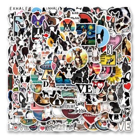 130pcs Boston Terrier Stickers Pack, Aesthetic Cartoon Cute Vinyl Waterproof Decals for Water Bottle,Laptop,Phone,Skateboard,Scrapbooking,Bumper for Kids Teens Adults Fans for Party Supply