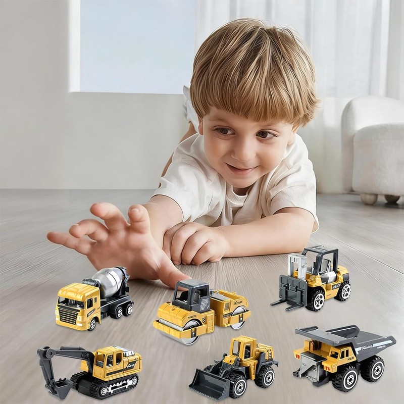 VorPrillynt Camion di Costruzione Set, 6 Pezzi Mini Camion Giocattolo