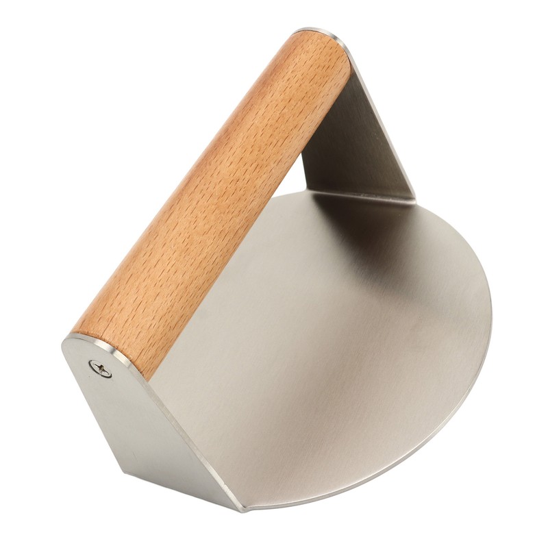 Hamburger Press 304 Stainless Steel Smooth Surface Wooden Handle Easy