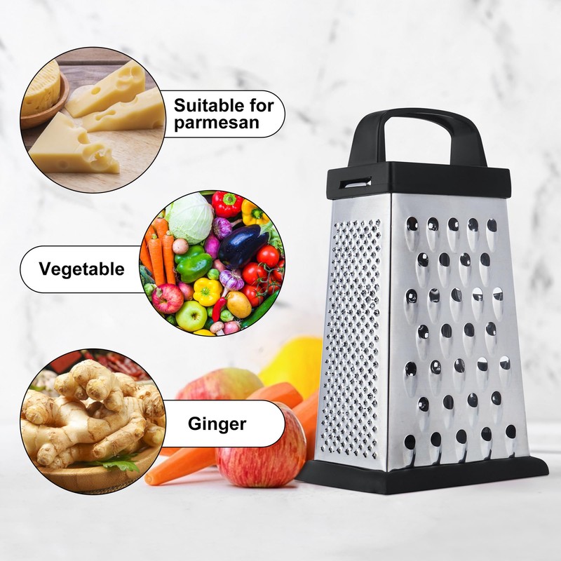 Cheese Grater, Mini Size 4-Sided Stainless Steel Grater, Food Shredder