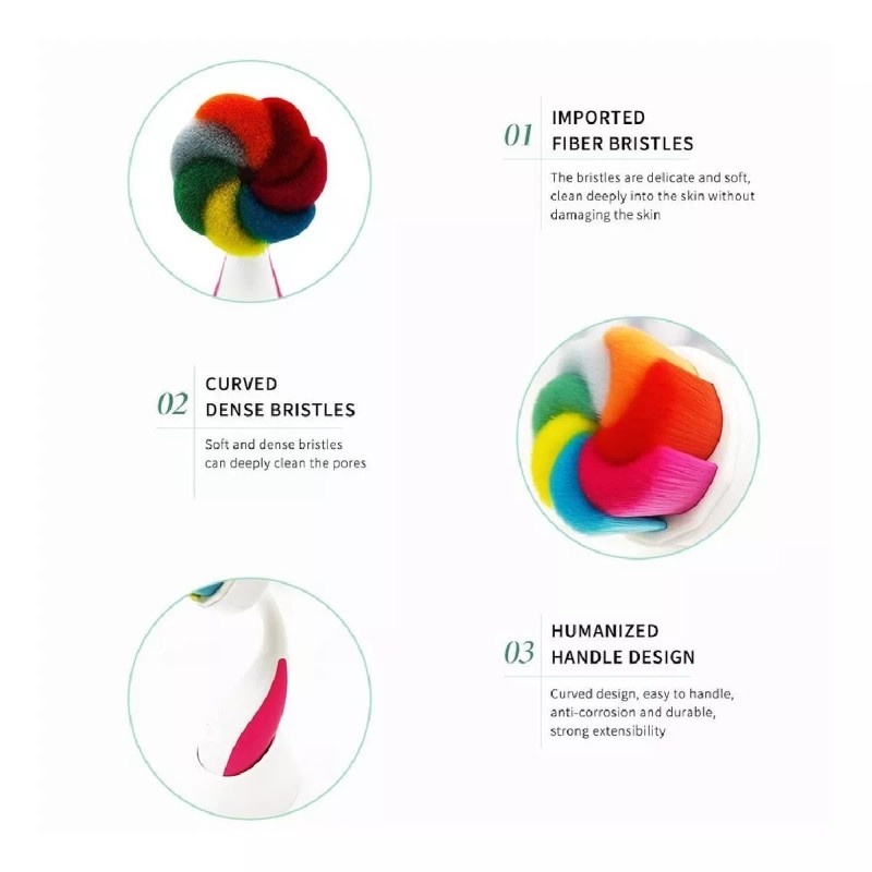 Sr Oferton Cepillo Facial Exfoliante Colorido Colores Con Base Manual