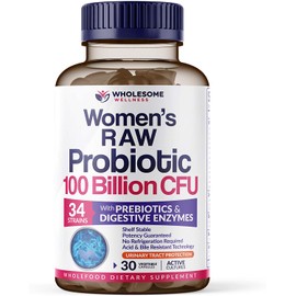 Wholesome Wellness 30 Capsules of 100 Billion Live Lactobacillus Probiotics for Adults and Women / Wholesome Wellness 성인 여성용 1000억 생유산균 프로바이오틱스 30캡슐