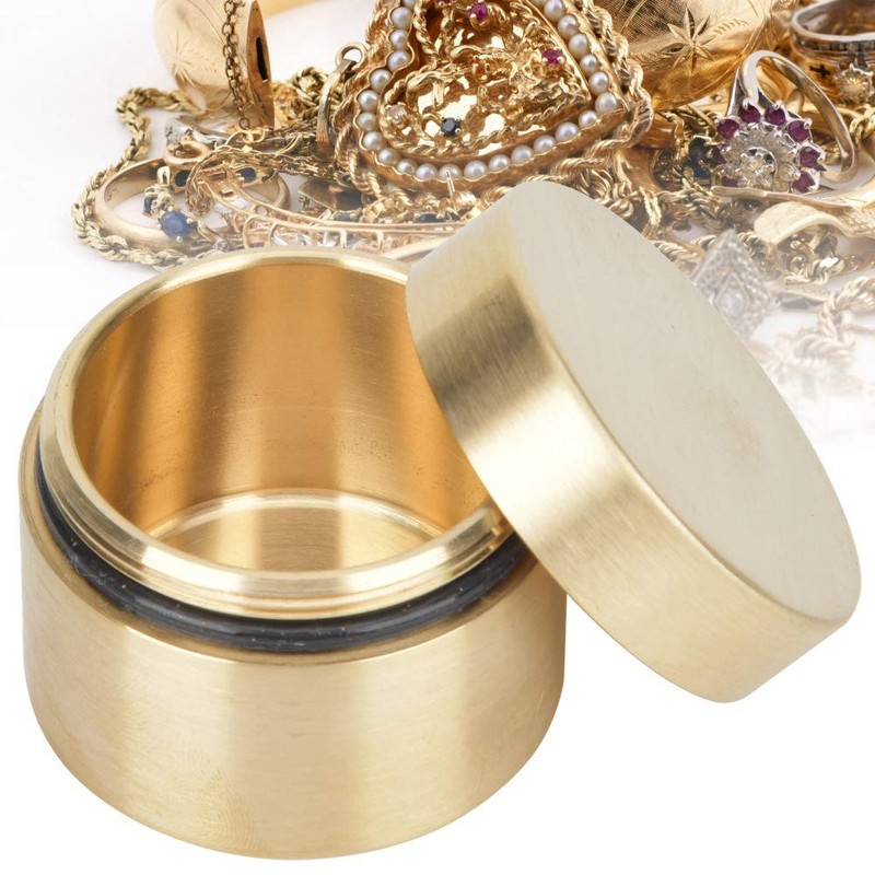 Dilwe Pocket Pill Boxes, Brass Round Shape Waterproof Dustproof Moisture