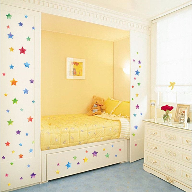 Adhesivos decorativos para pared (123 adhesivos), diseño de estrellas, Una