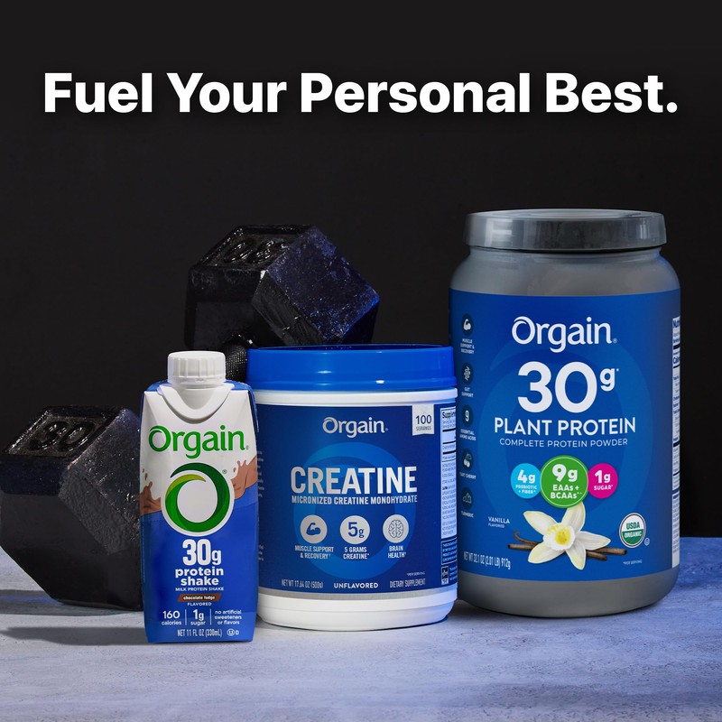 Orgain Creatine Monohydrate Micronized Powder, 100 Servings, Unflavored, Supports Muscle