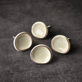 BROOK AND BIRCH Ceramic White Kitchen Cabinet Knob Wardrobe Dresser Cupboard Pull for Bedroom Kitchen Set of 4