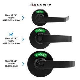 ANNFUZ Privacy Keyless Lever Lock with in-Used Or Vacant Indicator,Vacancy Occupied Bathroom Handle Door Lock for Restrooms,Open/Close Sign,Commerical Grade,for Public Washrooms (Matte Black)