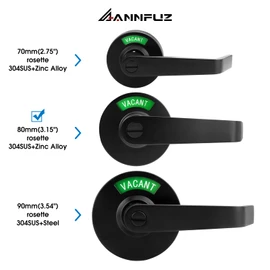 ANNFUZ Privacy Keyless Lever Lock with in-Used Or Vacant Indicator,Vacancy Occupied Bathroom Handle Door Lock for Restrooms,Open/Close Sign,Commerical Grade,for Public Washrooms (Matte Black)