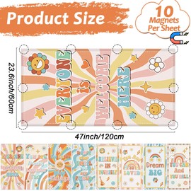 8 Pcs Fluorescent Light Covers with 80 Magnets Decorative for Classroom Ceiling Lights 4x2 Feet Magnetic Light Cover Filter Easy Install for Office Hospitals Drop Home Ceiling Supplies (Hippie Groovy)