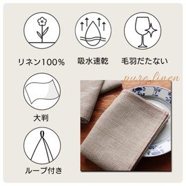 Cadeauya Kitchen Cloth (Dish Cloth/Dish Towel/17.7 x 25.6 inches (45 x 65 cm), 3 Color Set, Quick Drying, Water Absorbent, Non-Fluffing (With Loop, Large Size, Thick), 100% Linen