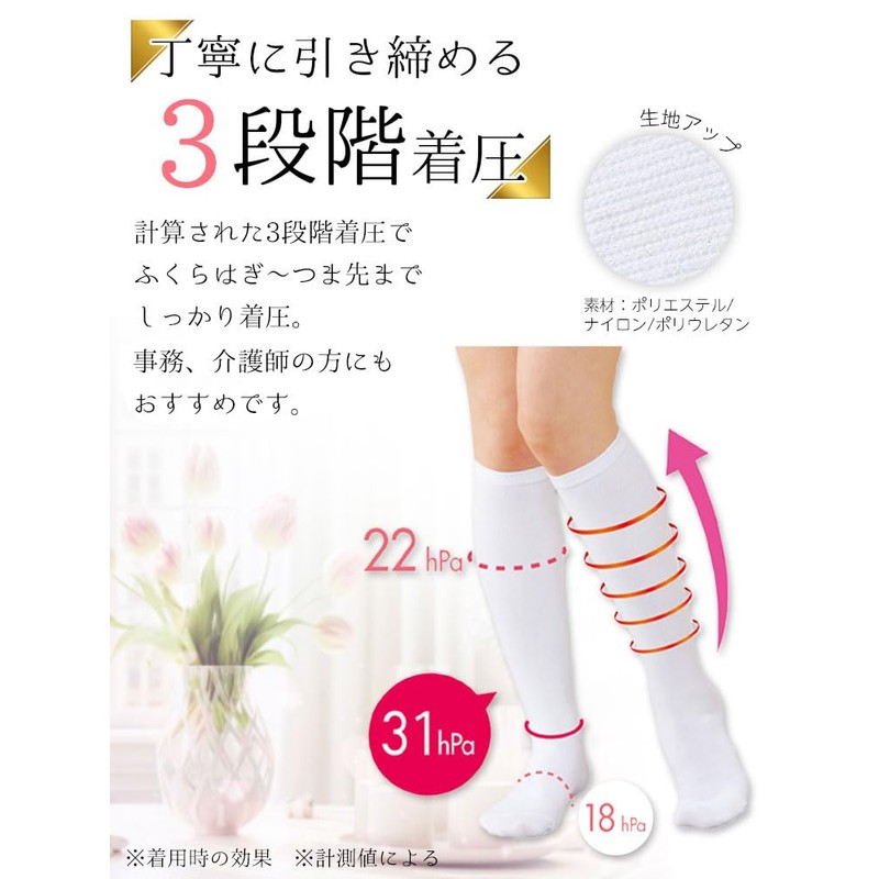 ナースリー 看護師さんの着圧ハイソックス10足セット 医療 オフィス レディース 24-26 ブラック(10足組) 9000021A