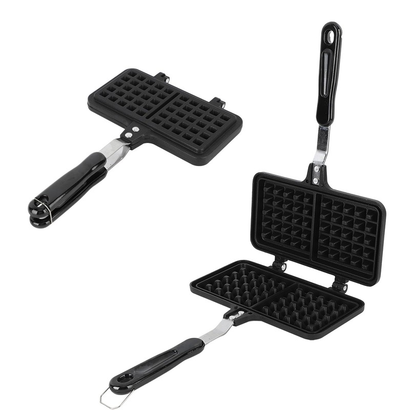Double Waffle Baking Pan, Aluminum Stovetop Waffle Maker with Even