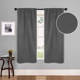 Superior Blackout Curtains, Modern Classic Light Blocking Curtain, Window Accent for Bedroom, Living Room, Thermal Darkening, Zuri Collection, Set of 2 Panels, Rod Pocket, 26" x 63", Charcoal