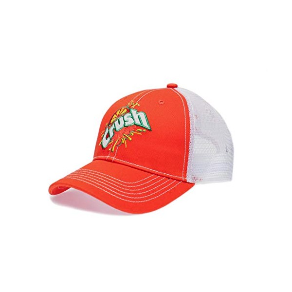 Orange Crush Soda Pop Adult Distressed Vintage 90's Dad Trucker Cap hat Orange/White