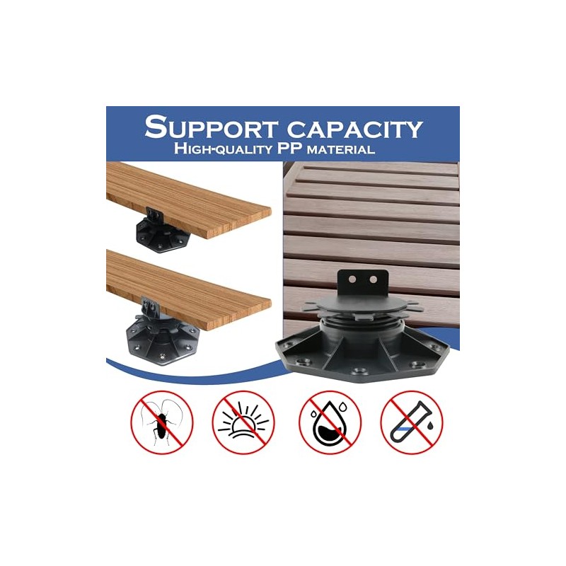 24Pack Adjustable Deck Support Pedestal, Plastic Adjustable Deck Foundation Base,
