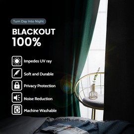 SimpleHome 100% Blackout Curtains for Bedroom,Thermal Insulated Grommet Window Drapes Room Darkening Dark Green Curtains for Living Room with Black Back,42 x 63 Inch,2 Panels